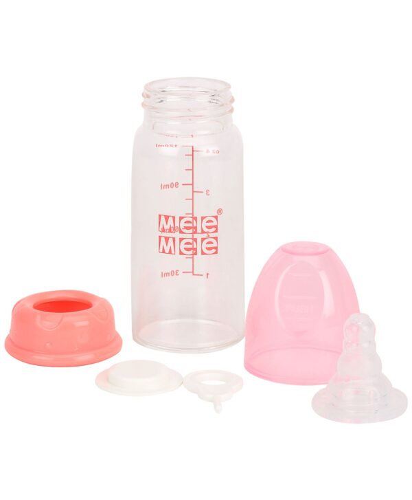 Mee Mee Glass Feeding Bottle MM-GP 4 Pink - 120 ml-0