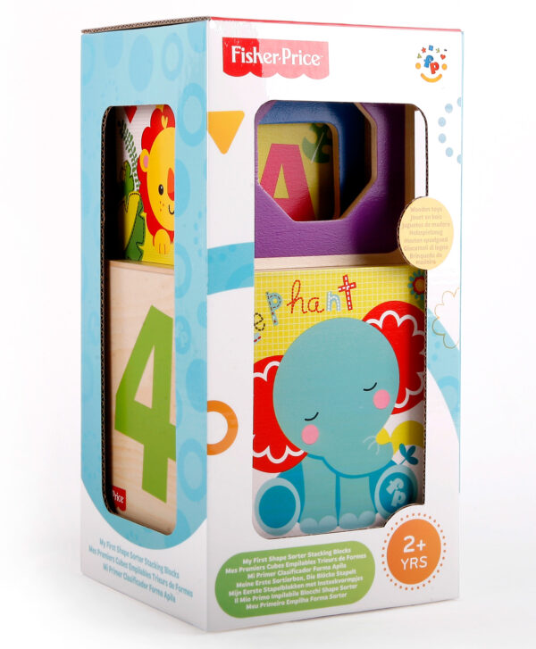 Fisher Price Shape Sorter Stacking Blocks - Wooden Toy-3890