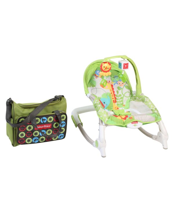 Fisher Price New Born To Toddler Portable Rocker With Free Diaper Bag - Green-1662