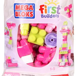 Mega Bloks First Builders Big Building Bag Pink - 80 Pieces-1194