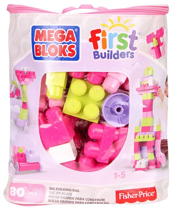 Mega Bloks First Builders Big Building Bag Pink - 80 Pieces-1194