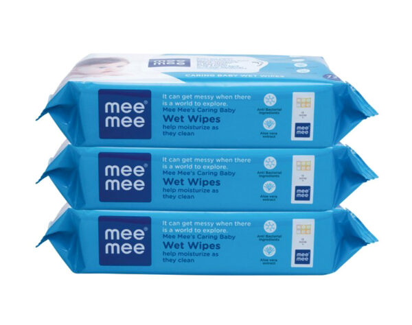 Mee Mee Caring Baby Wet Wipes with Aloe Vera Pack of 3 - 72 pcs-23100