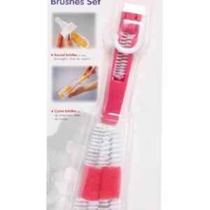 Farlin 2-in-1 Bottle and Nipple Brush, Pink-0