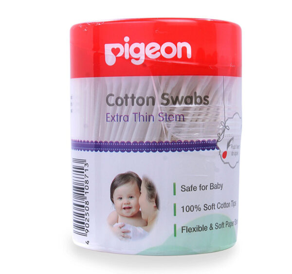 Pigeon Cotton Swabs Thin Stem, 200Pcs/Hinged Case-0