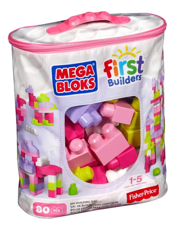 Mega Bloks First Builders Big Building Bag Pink - 80 Pieces-1195