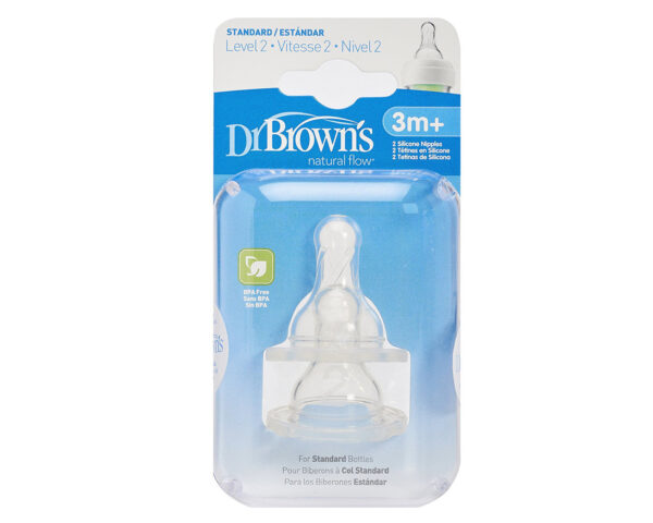 Dr Browns Slim Neck Nipple 3M+ (2pack)-0