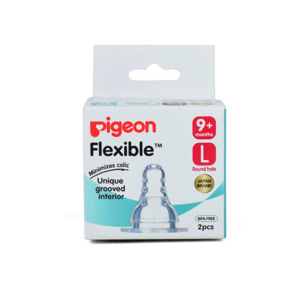 Pigeon Large Sized Flexible Nipple Blister (9M+) Pack of 2-0