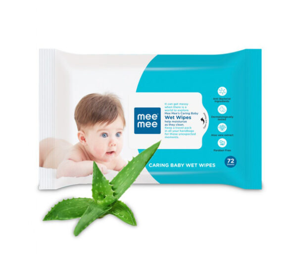 Mee Mee Caring Baby Wet Wipes with Aloe Vera Pack of 3 - 72 pcs-23098