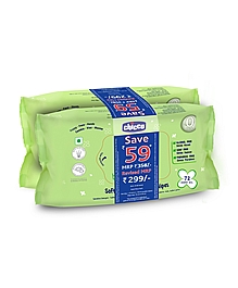 Chicco Soft Cleansing Wipes Pack of 2 - 72 Pieces each-0