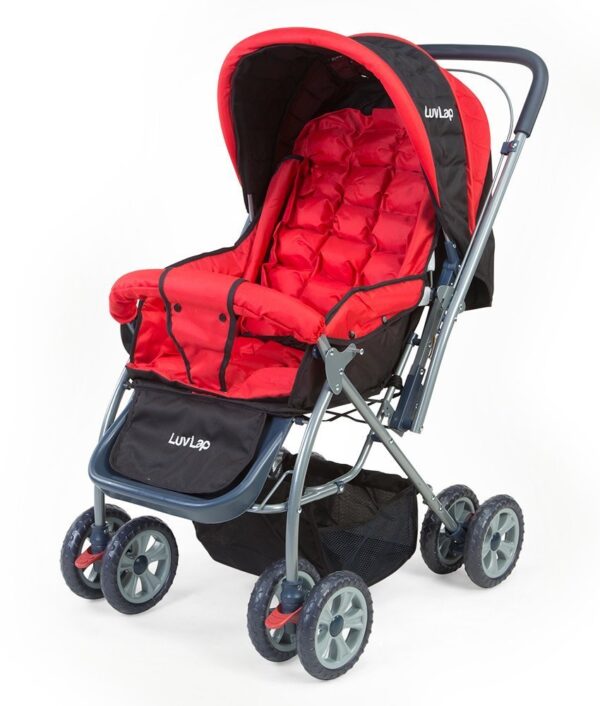 LuvLap StarShine Stroller Cum Pram (18135) - Red-0