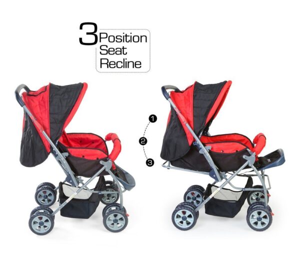 LuvLap StarShine Stroller Cum Pram (18135) - Red-2243