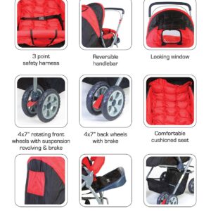 LuvLap StarShine Stroller Cum Pram (18135) - Red-2244