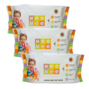 Mee Mee Caring Baby Wet Wipes with Aloe Vera Pack of 3 - 72 pcs-2021