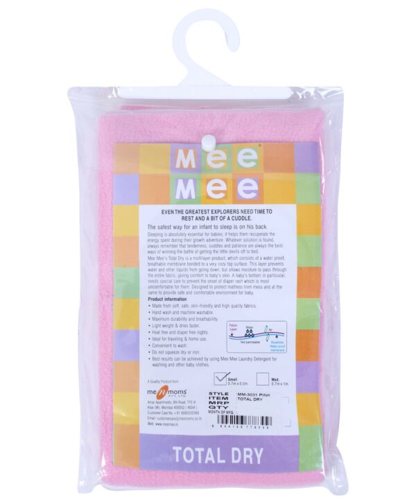 Mee Mee Total Dry Matress Protector Pink - Small-563