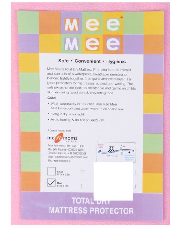 Mee Mee Total Dry Mattress Protector Pink - Medium-573