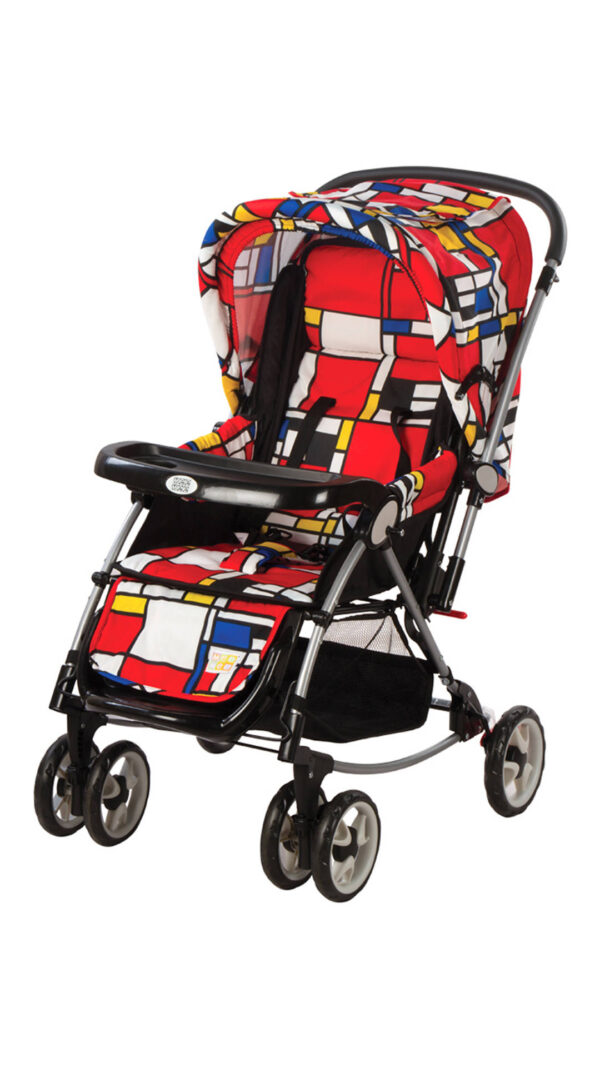 Mee Mee Fully Canopied Pram Cum Rocker - Red Printed-3833