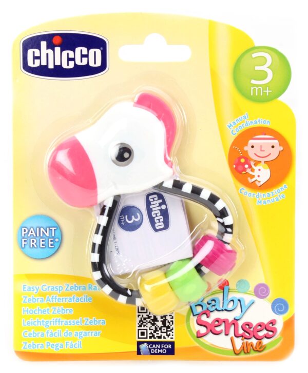 Chicco Easy Grasp Zebra Rattle - Pink-0