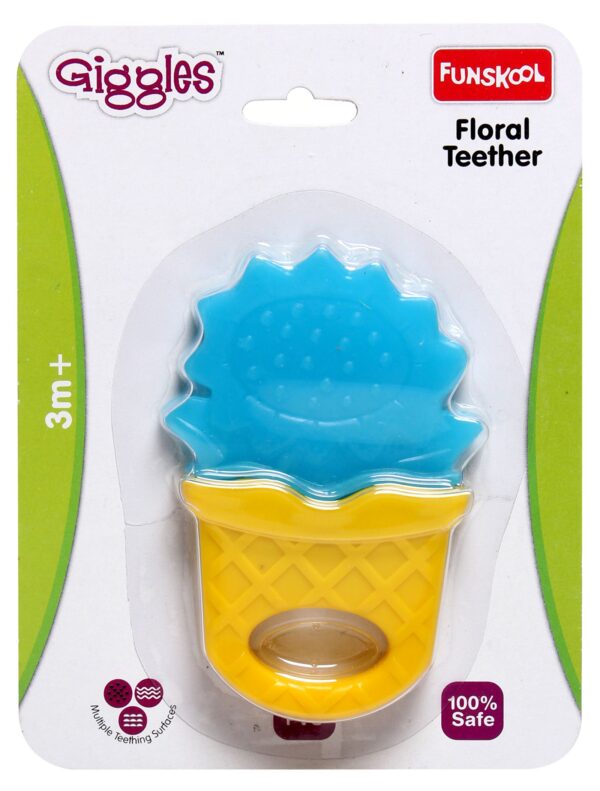 Funskool Floral Teether - Blue & Yellow-0