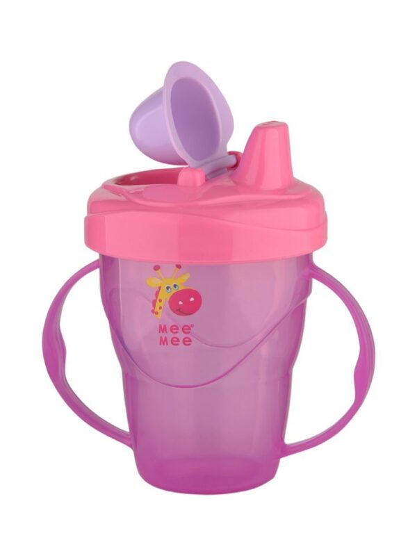 Mee Mee Twin Handle Non-Spill Feeding Cup Dark Pink-0