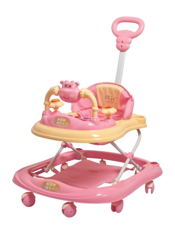 Mee Mee Baby Walker with Adjustable Height and Push Handle Bar -Pink-0