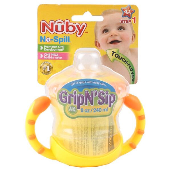 Nuby 240ml 2 Handle Grip-n-sip Cup - Colors May Vary-0