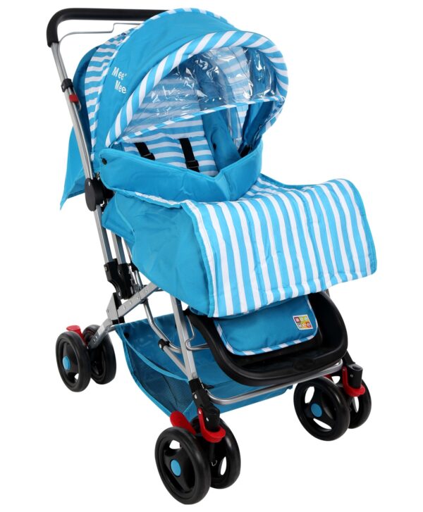 Mee Mee Pram Cum Stroller Stripes Print Blue - MM-26-0