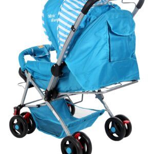 Mee Mee Pram Cum Stroller Stripes Print Blue - MM-26-338