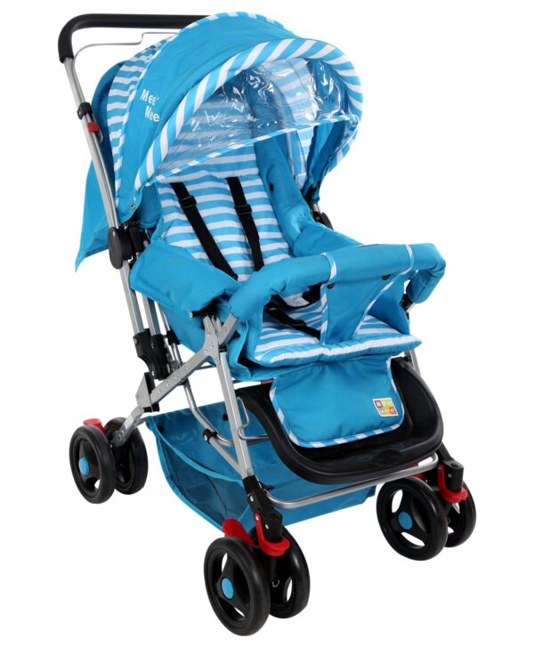 Mee Mee Pram Cum Stroller Stripes Print Blue - MM-26-341