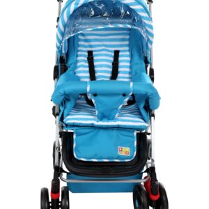 Mee Mee Pram Cum Stroller Stripes Print Blue - MM-26-340