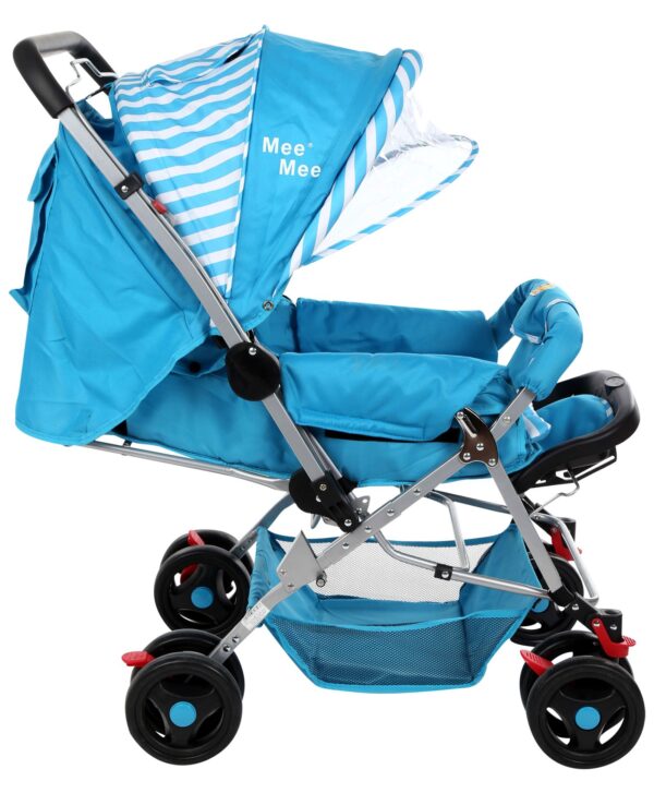 Mee Mee Pram Cum Stroller Stripes Print Blue - MM-26-343