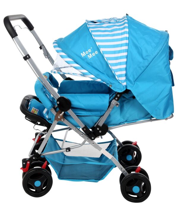 Mee Mee Pram Cum Stroller Stripes Print Blue - MM-26-339