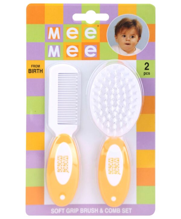 Mee Mee Soft Grip Brush And Comb Set - Orange-0