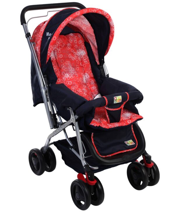 Mee Mee Pram Cum Stroller Circle Print Red And Navy - MM-22-0