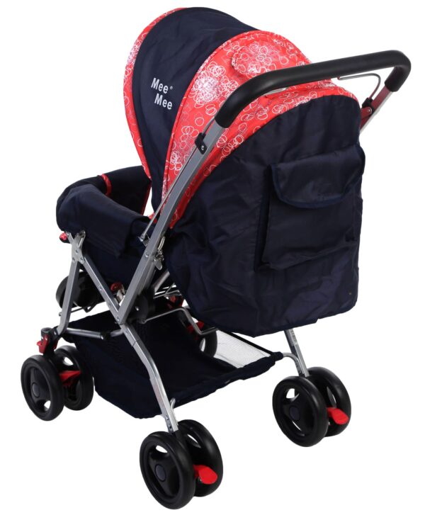 Mee Mee Pram Cum Stroller Circle Print Red And Navy - MM-22-420