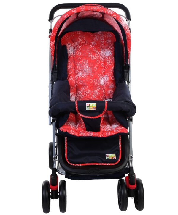 Mee Mee Pram Cum Stroller Circle Print Red And Navy - MM-22-419