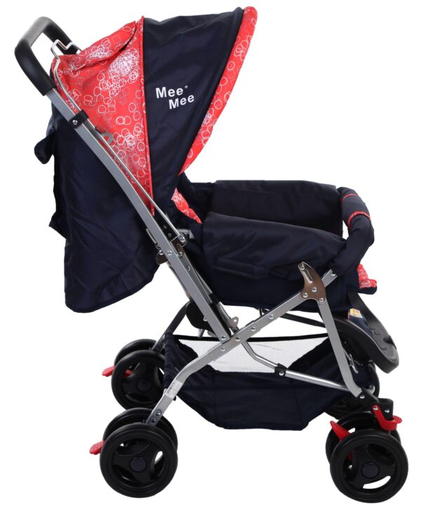 Mee Mee Pram Cum Stroller Circle Print Red And Navy - MM-22-423