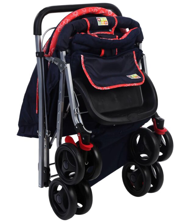 Mee Mee Pram Cum Stroller Circle Print Red And Navy - MM-22-422