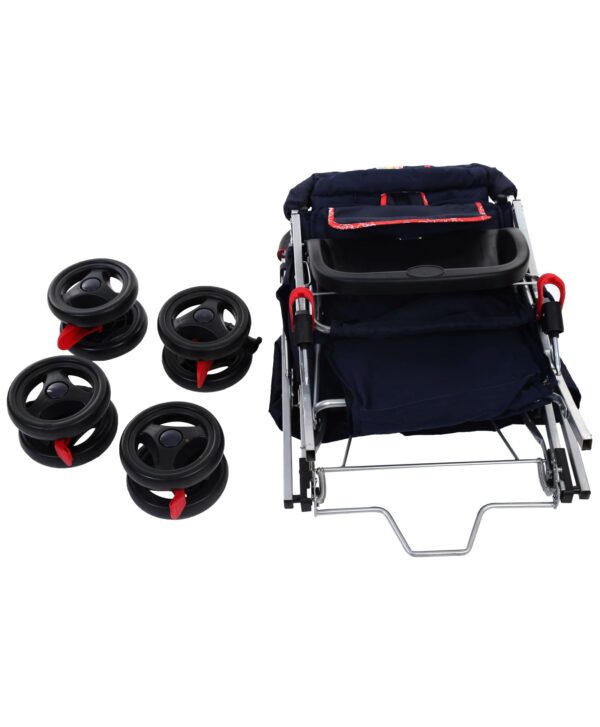 Mee Mee Pram Cum Stroller Circle Print Red And Navy - MM-22-421