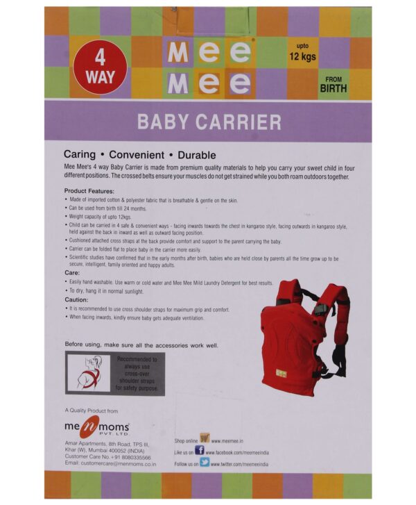 Mee Mee Four Way Baby Carrier - Red-391