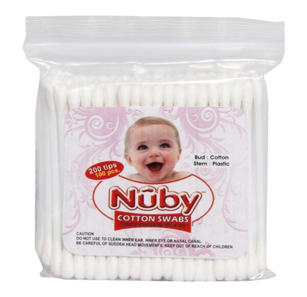 Nuby Cotton Buds 100 Sticks - Zip Lock Pouch-0