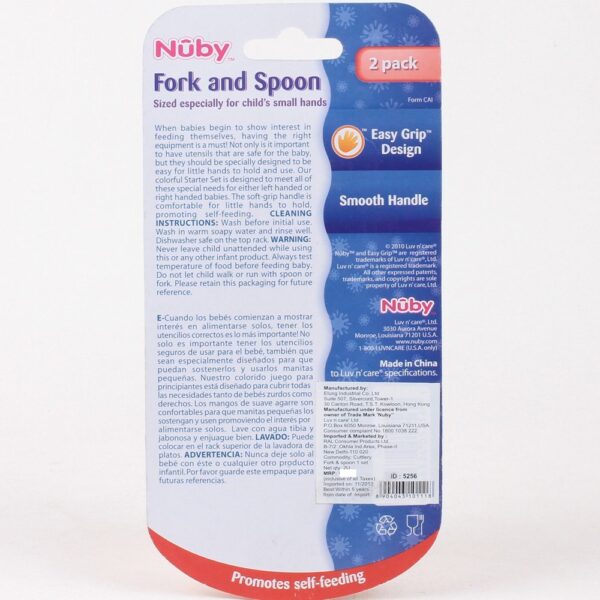 Nuby 2 Pack Fork and Spoon Starter Set - Colours May Vary-3696