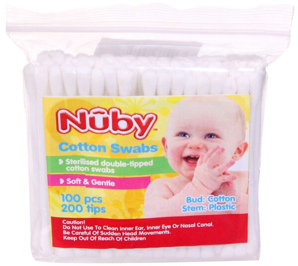 Nuby Cotton Buds 100 Sticks - Zip Lock Pouch-3707