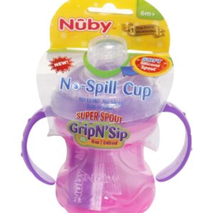 Nuby 240ml 2 Handle Super Spout Grip-n-sip Cup - Colors May Vary-0