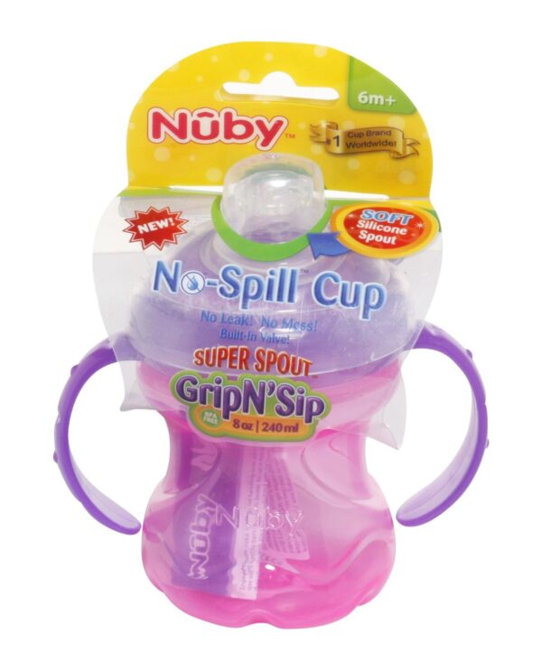 Nuby 240ml 2 Handle Super Spout Grip-n-sip Cup - Colors May Vary-0