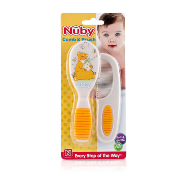 Nuby Deluxe Comb And Brush Set Blister Pack - Color May Vary-0