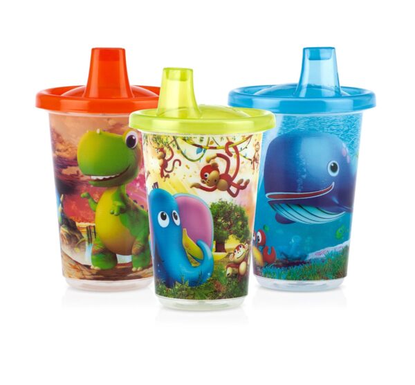 Nuby Wash Or Toss Sipper 300 ml Pack Of 3 -Color & Design May Vary-2591