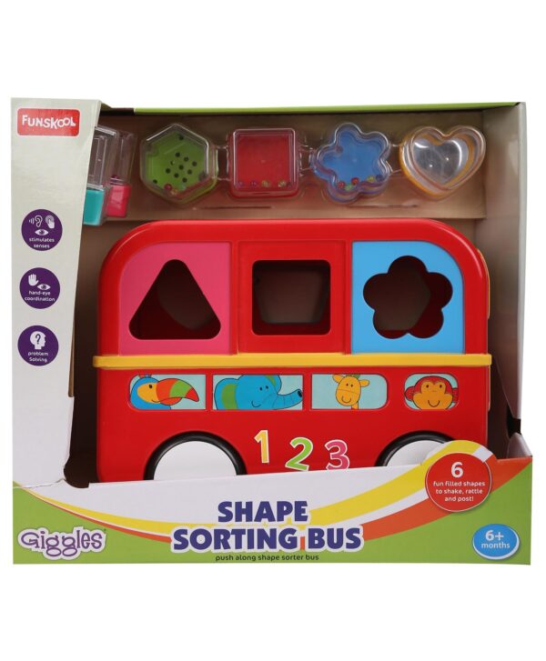 Funskool Giggles - Shape Sorting Bus - Red-3646