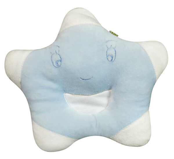 Babys World Soft Fabric Star Shape Pillow - Blue & White-0