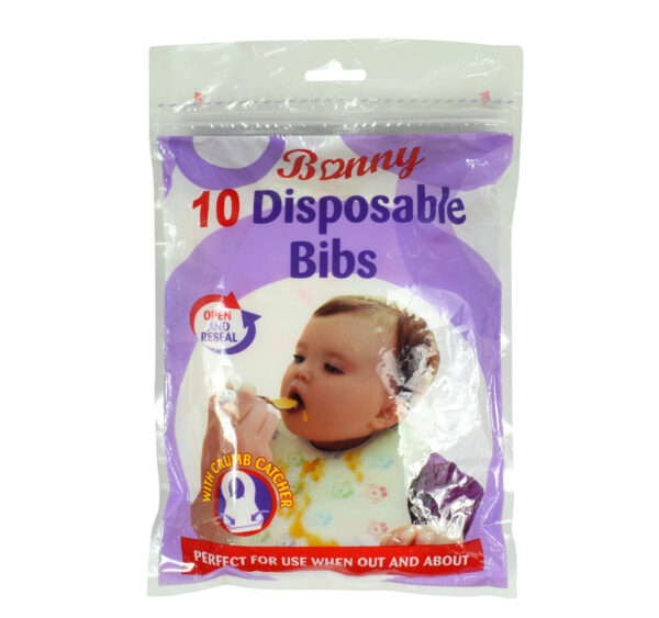 Disposable Bibs With Crumb Catcher - Pack Of 10-0