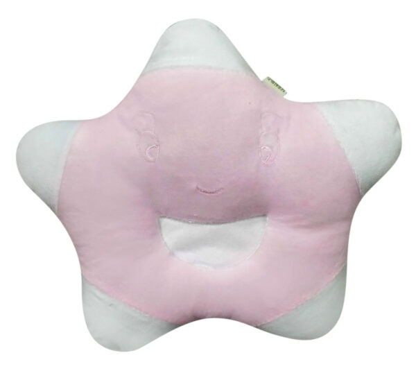 Babys World Soft Fabric Star Shape Pillow - Pink & White-0